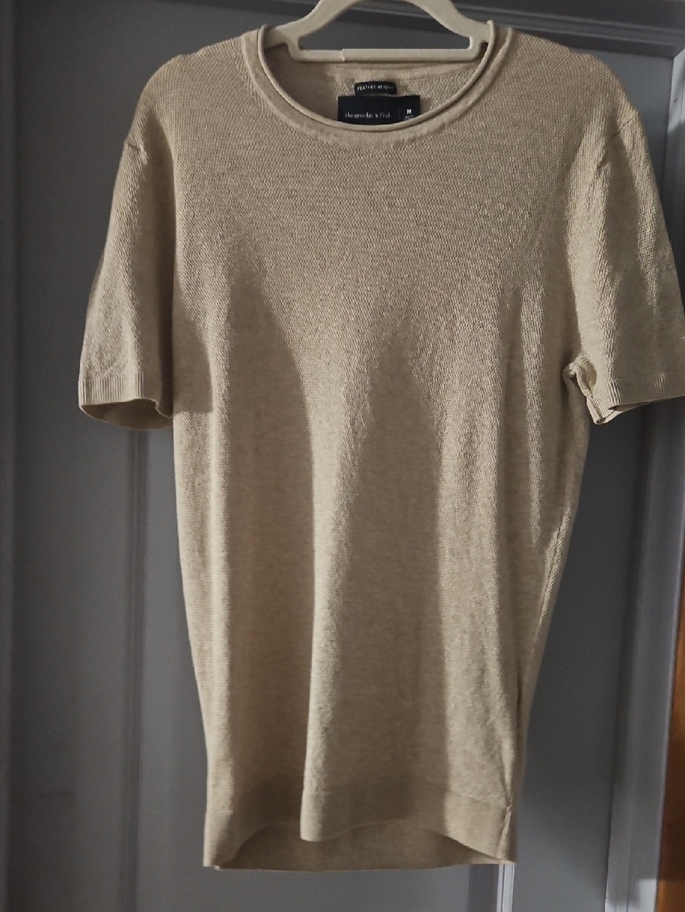 Abercrombie & Fitch Short Sleeve Knit Tee in Light Tan